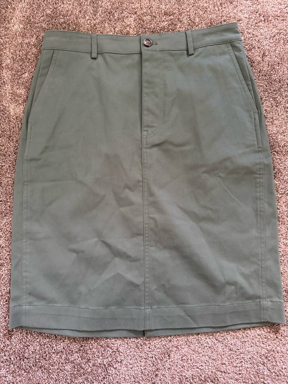 J.Crew Natasha Stretch Twill‎ Mini Skirt Olive Green Chino A-Line [8]